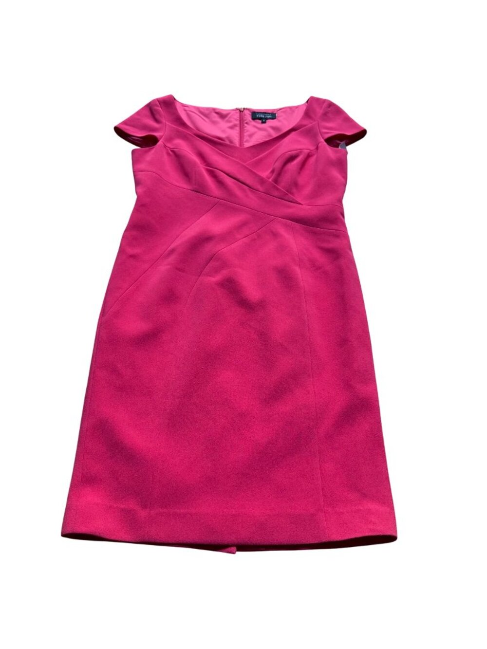 Rickie Freeman Teri Jon Size 12 Solid Pink Cap Sleeve Knee Length Sheath Dress